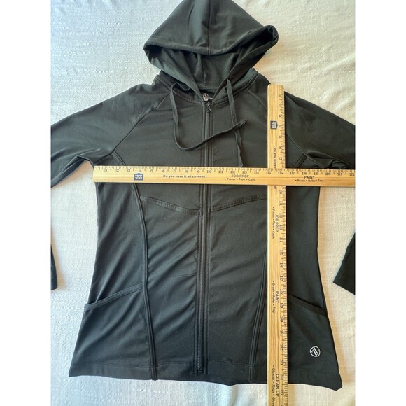 Adrienne Vittadini Sport Hoodie Jacket Women's Size Large Black Full Zip Pockets - Picture 3 of 7